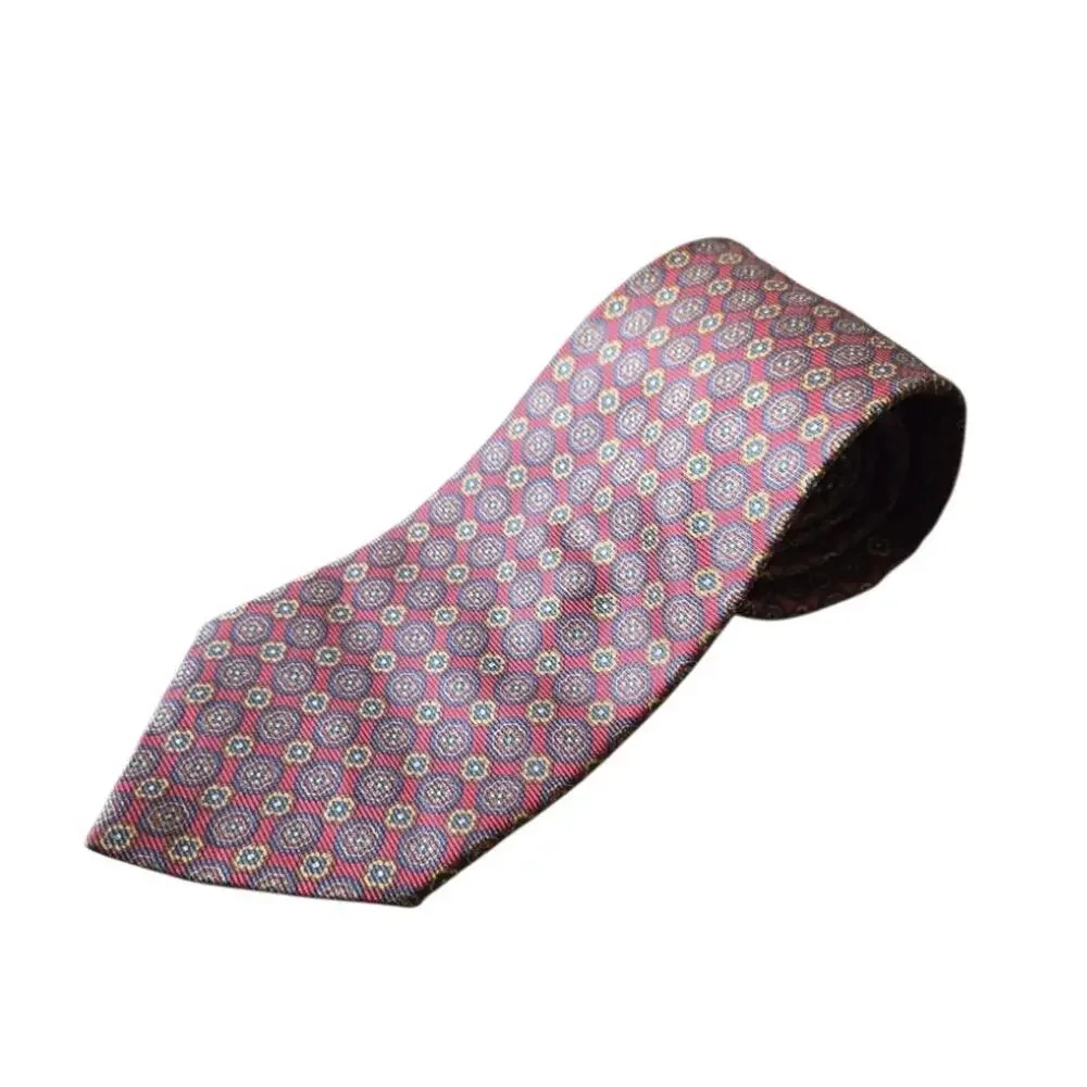 Brooks Brothers Makers Pure Silk Tie Geometric Neat Diamond Pattern Necktie USA